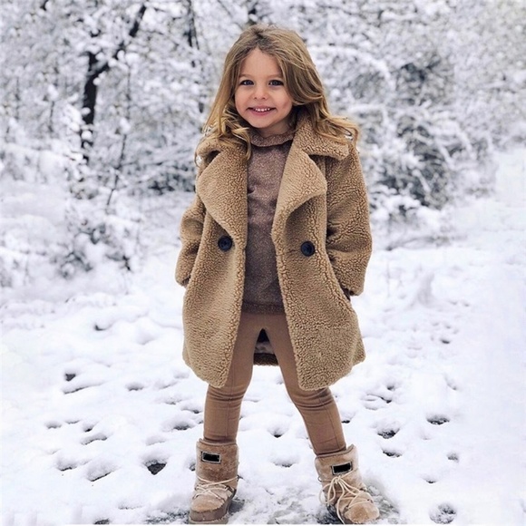 Baby Girl Fashion Faux Fur Long Teddy Coat Casual - Picture 4 of 4